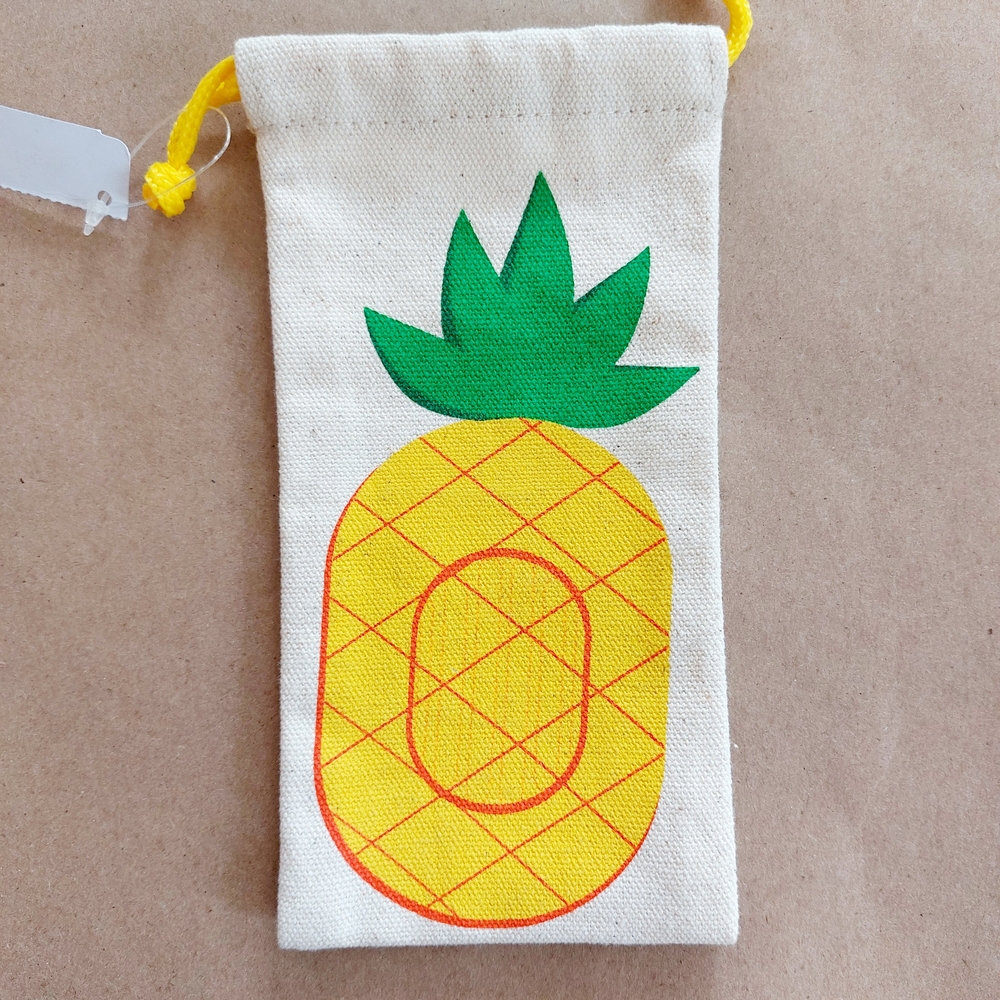 NWT Pineapple Print Canvas Sunglasses Case Pouch - Yellow and Green
